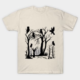 Mysterious Owls in Silhouette T-Shirt